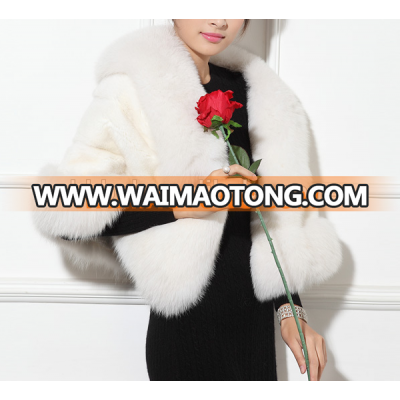 2016 Factory Wholesale Natural White fox Fur Shawl / Fur Cape Shawls / fox Fur Cape from China